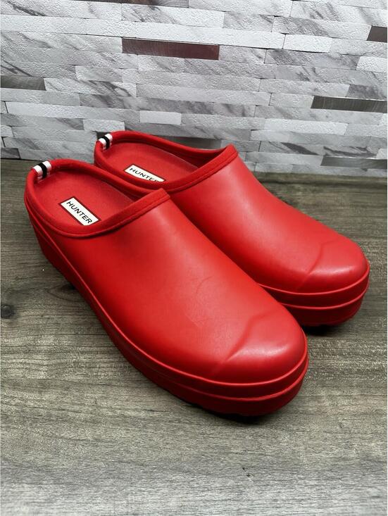 Hunter Shoes - Hunter Original Play Clogs Women’s 11 Red Rubber Rain Shoes Garden Slip On